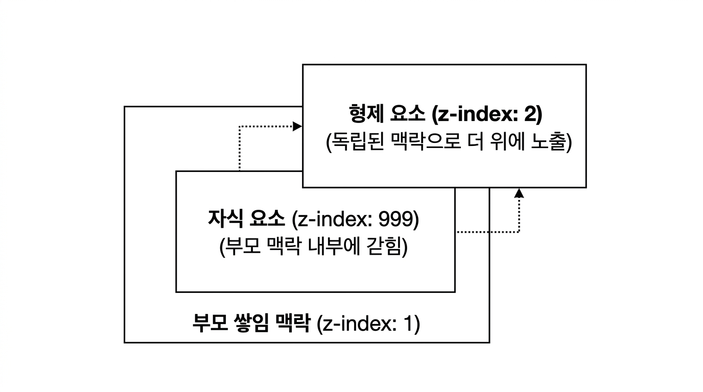 부모 쌓임 맥락에 갇힌 자식 z-index