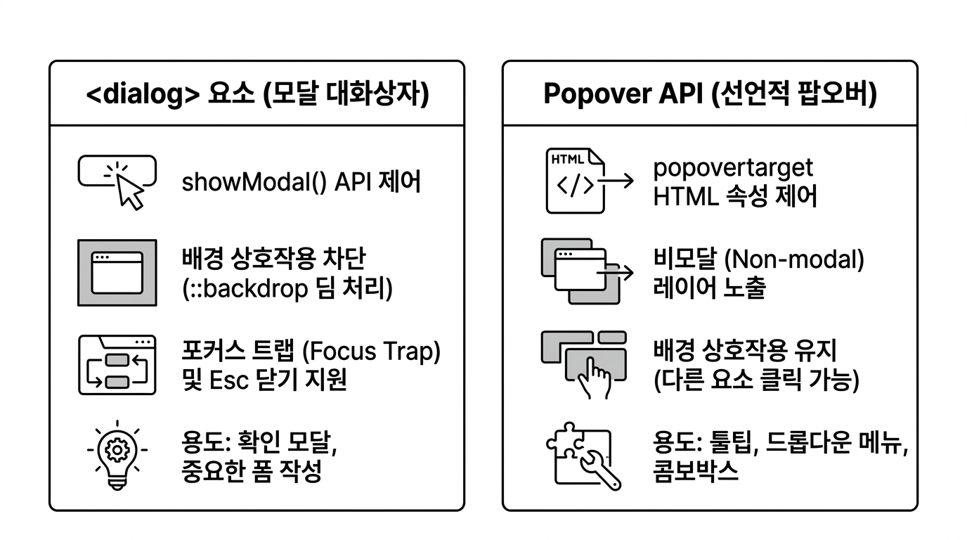 Dialog์ Popover ๊ตฌ์กฐ ๋น๊ต